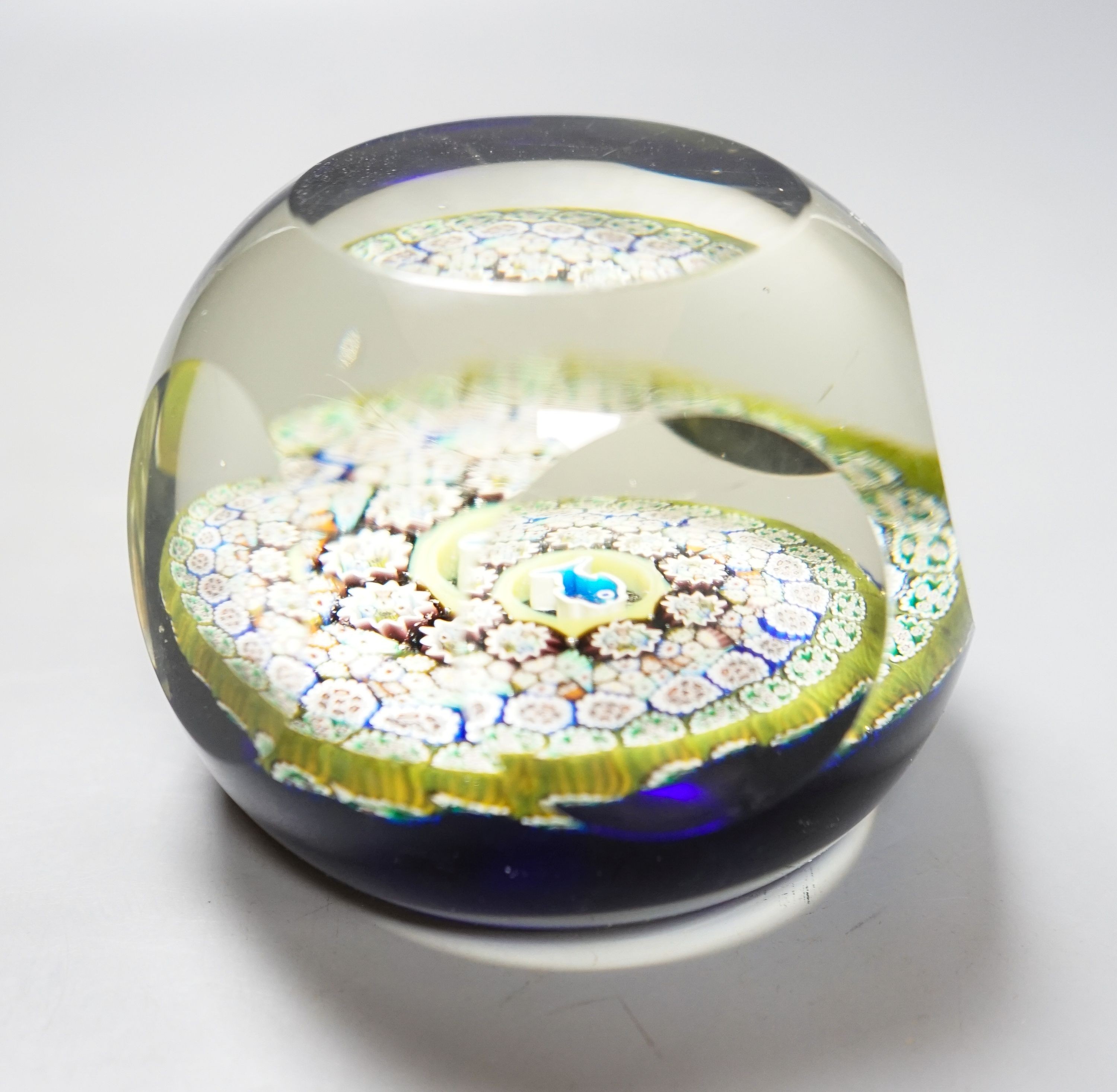A large faceted millefiori glass paperweight possibly Perthshire, 9cm